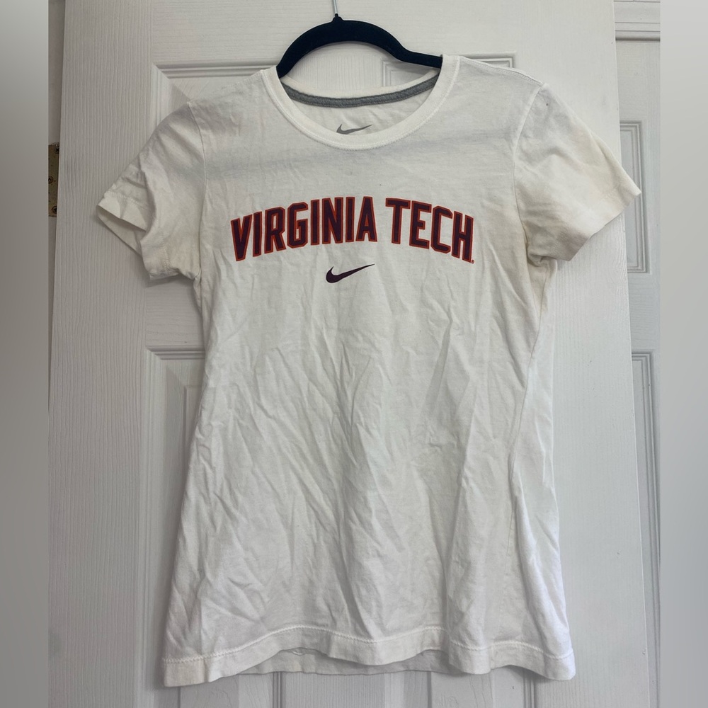 Nike Women’s Slim-Fit White T-Shirt with Virginia Tech Lettering